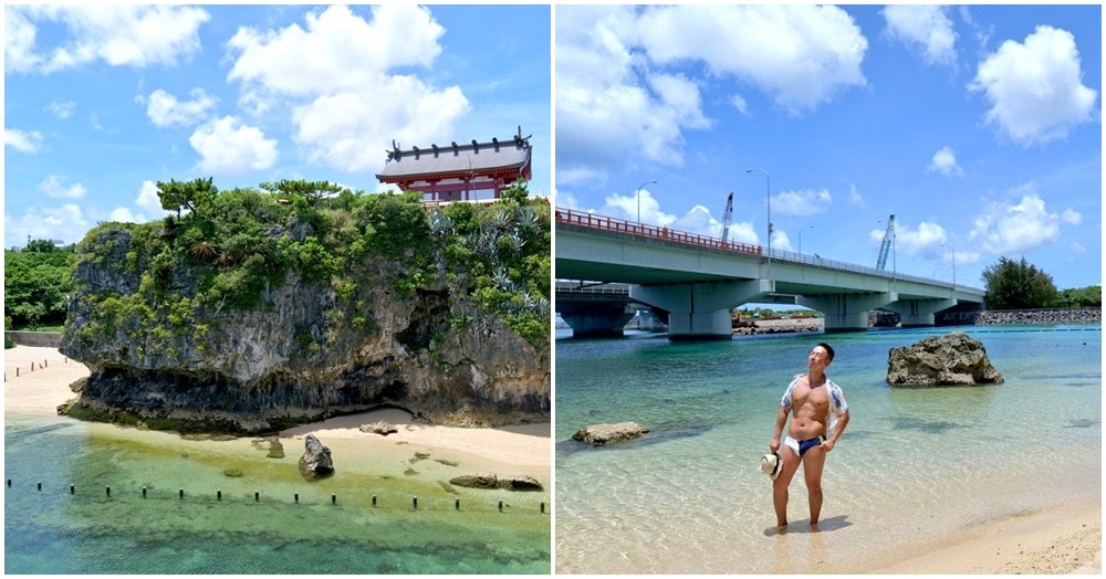 波之上海灘｜沖繩市區玩水景點 波上宮旁夢幻漸層大海