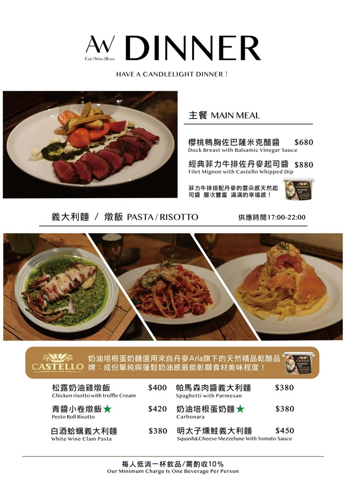 AW Cafe Wine Bistro菜單