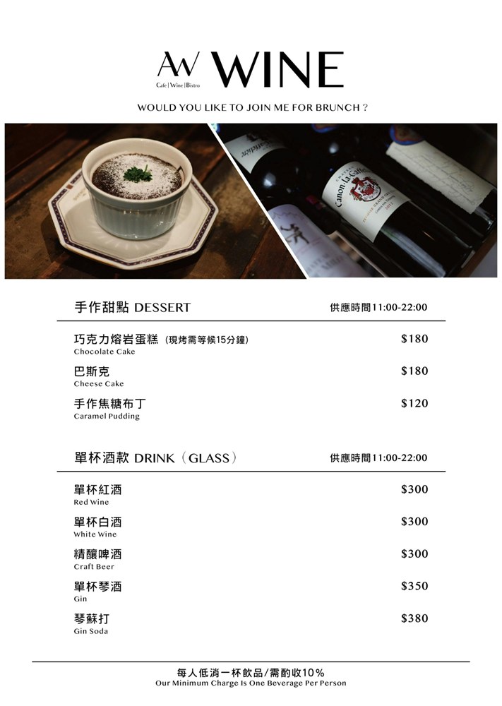 AW Cafe Wine Bistro菜單